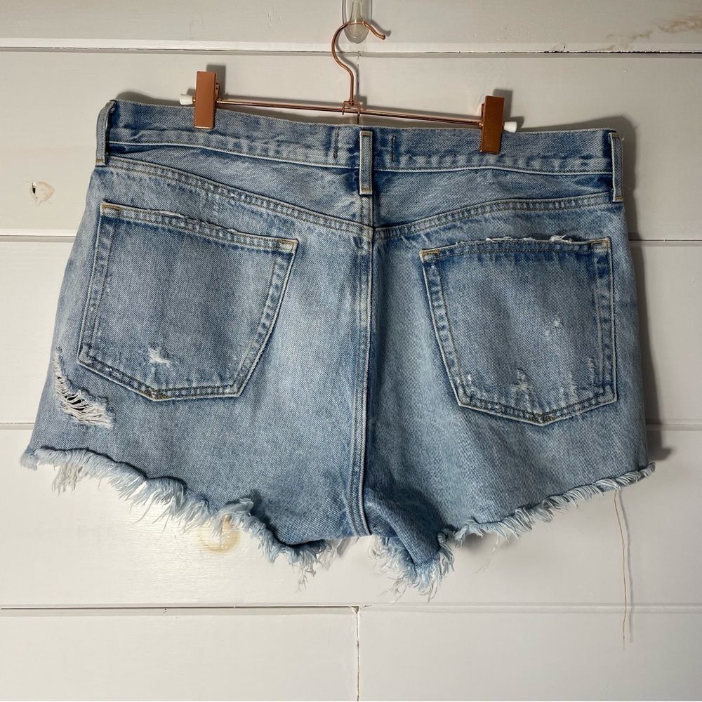 Agolde Parker High Waist Distressed Button Fly Denim Short Size 32 Plus - Picture 2 of 10